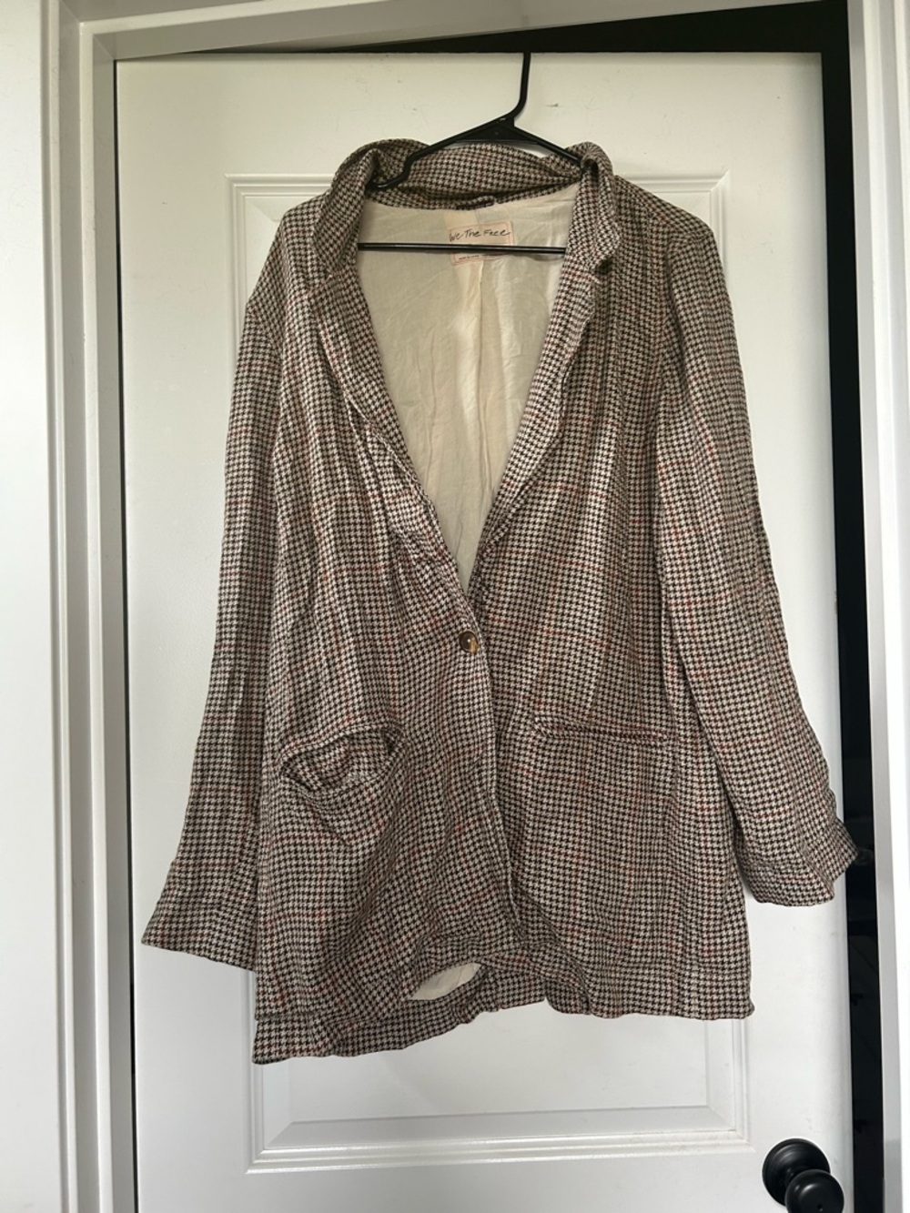 Free People Brown Houndstooth Blazer Jacket